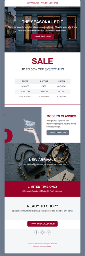 Fashion boutique sale email template