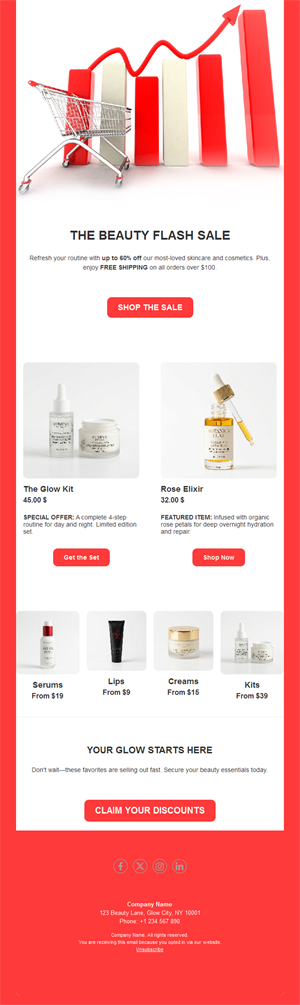 Beauty flash sale email template