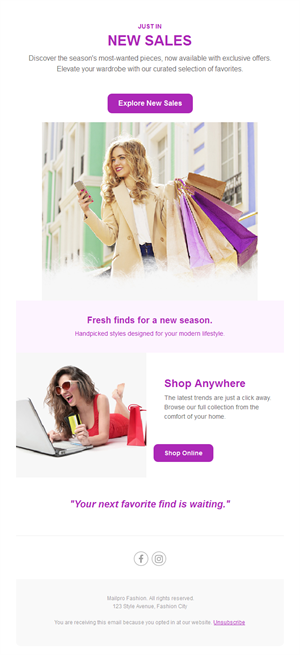 New season fashion sale email