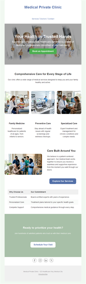 Family medicine clinic email template