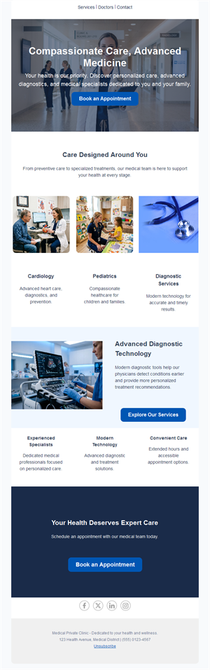 Multi-specialty clinic email template