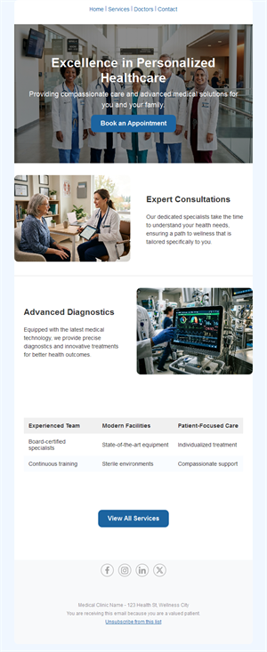 Personalized healthcare clinic email