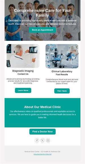 Family medical clinic email template