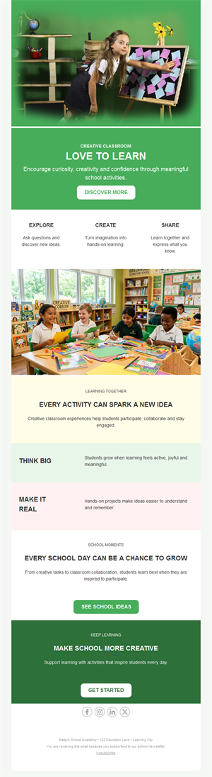 Green creative classroom newsletter