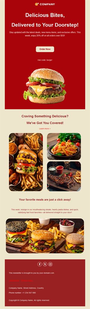 Burger delivery restaurant email
