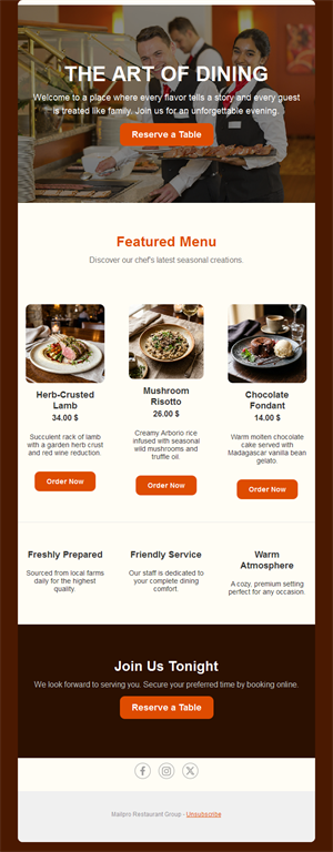 Restaurant featured menu email template