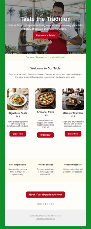 Green trattoria restaurant email