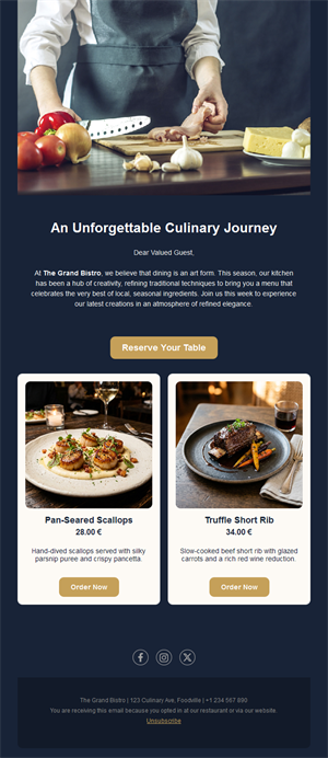 Fine dining bistro email template