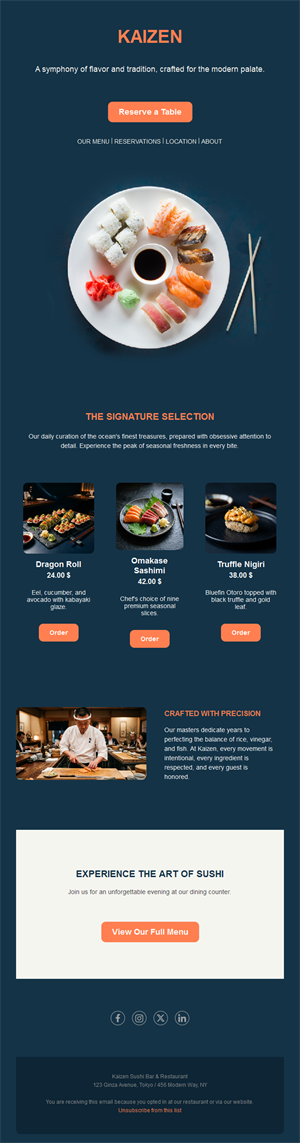 Sushi restaurant email template