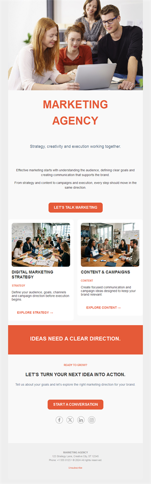 Marketing agency services email
