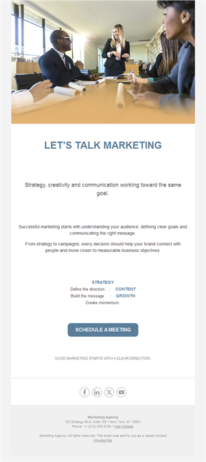 Marketing agency meeting invitation email