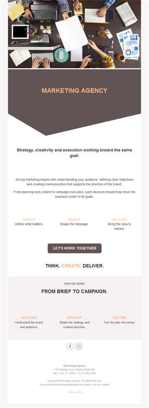 Marketing agency brief to campaign email