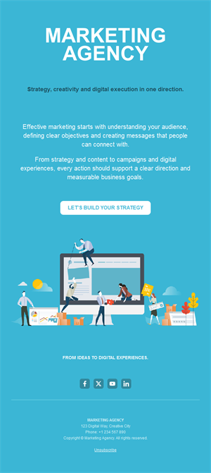 Blue marketing agency email template