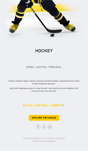 Ice hockey league email template