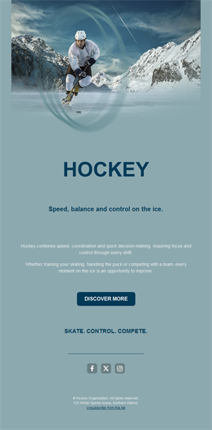Outdoor ice hockey email template