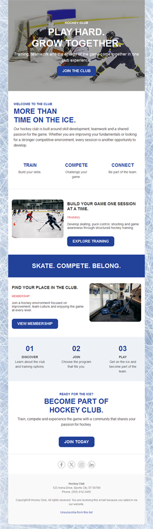 Ice hockey club membership newsletter