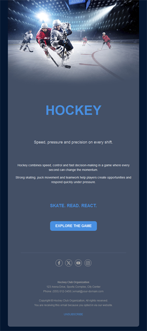 Navy ice hockey game email template
