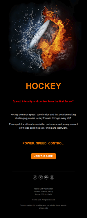 Fire and ice hockey email template