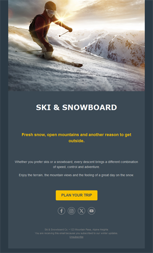 Ski trip planning email template