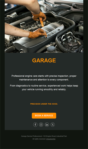 Engine service garage email template