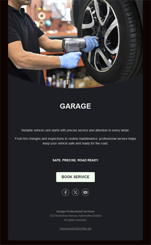 Tire change garage email template
