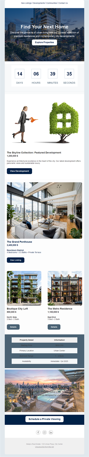 New development real estate email