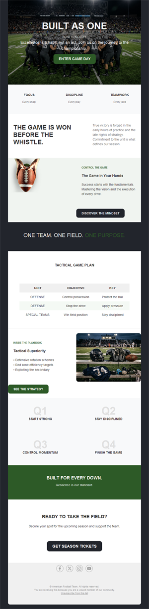 Team spirit and game plan football newsletter