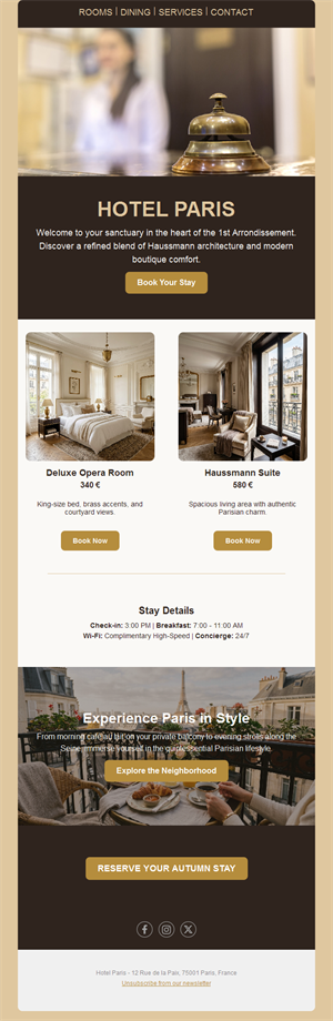 Paris boutique hotel email template