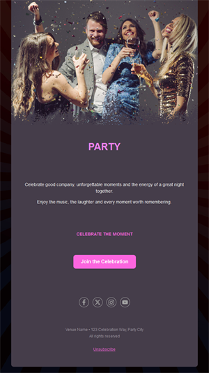 Celebration party email template