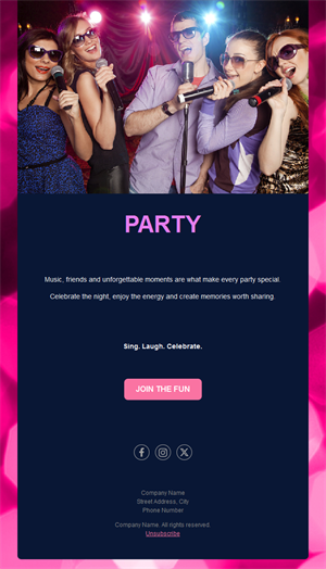 Karaoke and music party email template