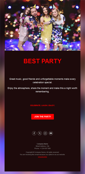 Party night invitation email template