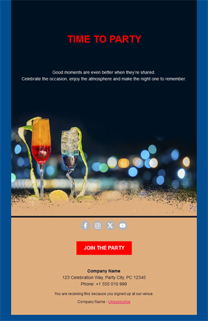 Cocktail party invitation email template