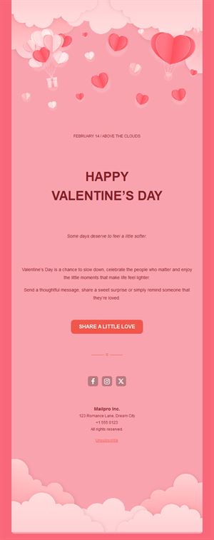 Pink clouds Valentine's Day email