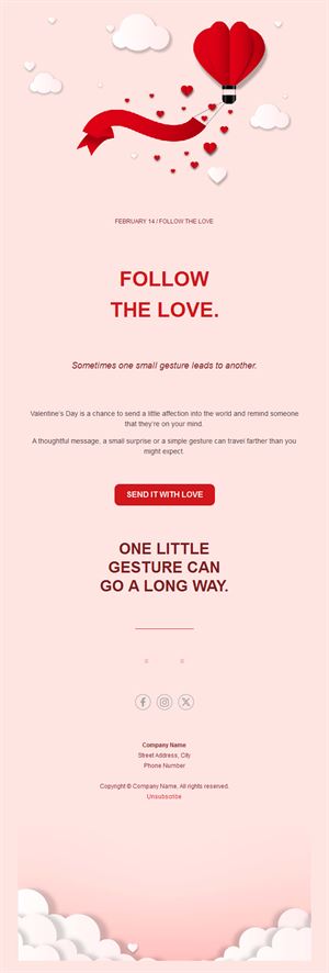 Hot air balloon heart Valentine's email
