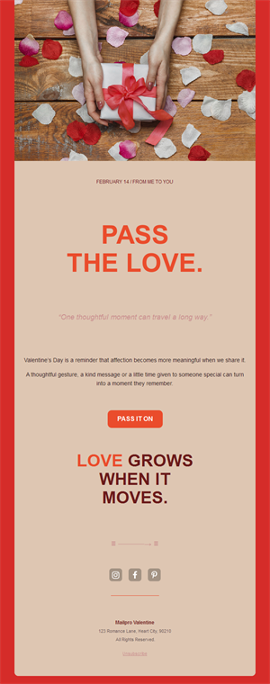 Pass the love Valentine's Day email