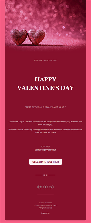Glitter hearts Valentine's Day email
