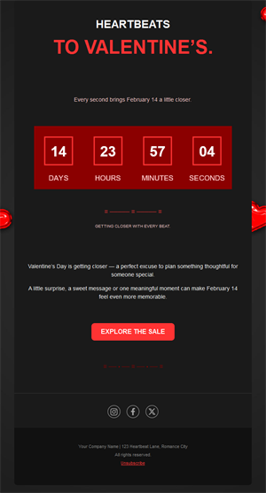 Black Valentine's sale countdown email