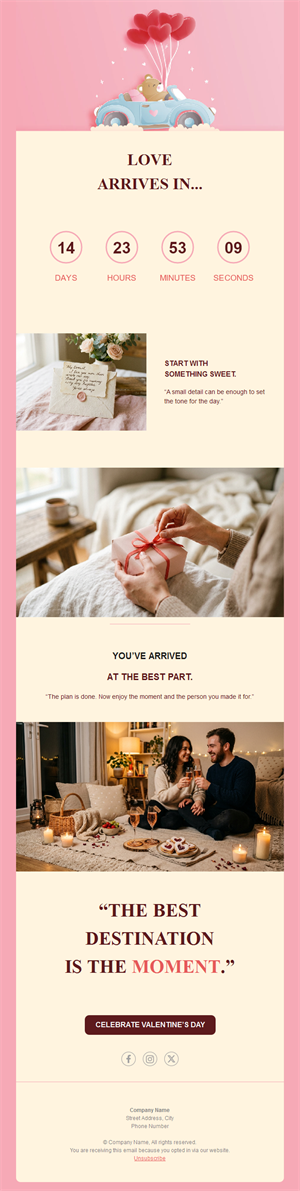 Valentine's Day countdown newsletter