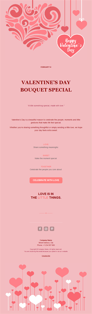 Valentine's Day flower bouquet email