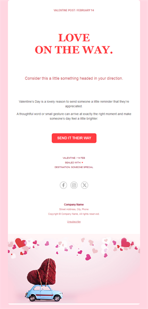 Love on the way Valentine's Day email