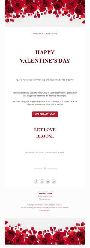 Red roses Valentine's Day email