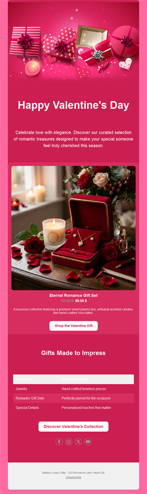 Valentine's gift set product email