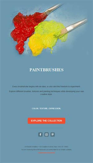 Paint and brushes collection email template