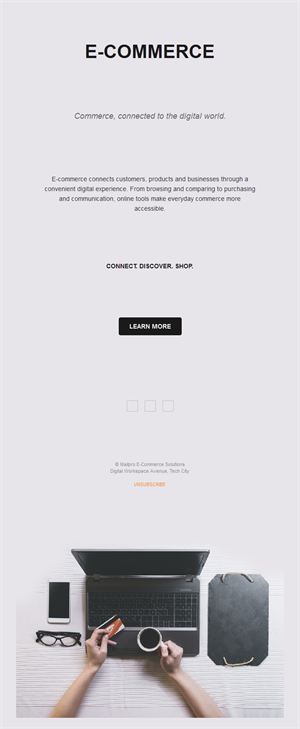 Minimal ecommerce email with laptop