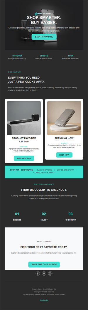 Dark tech store product email template
