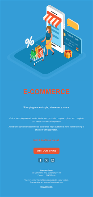 Blue mobile shopping email template