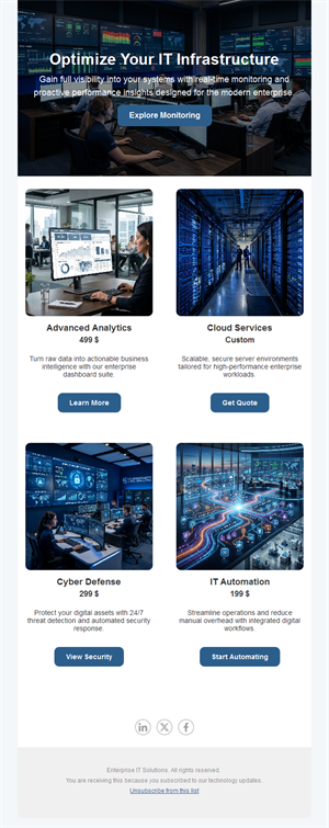 IT services email with pricing