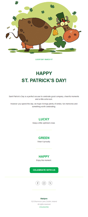 Fun cartoon St. Patrick's Day email