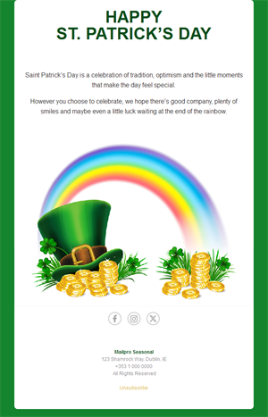 Rainbow St. Patrick's Day email