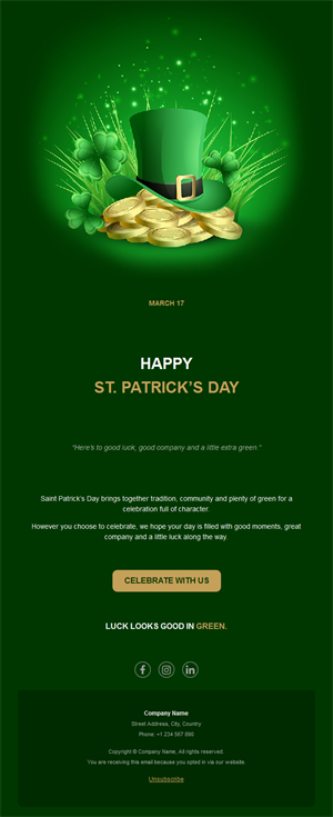 Leprechaun hat St. Patrick's Day email